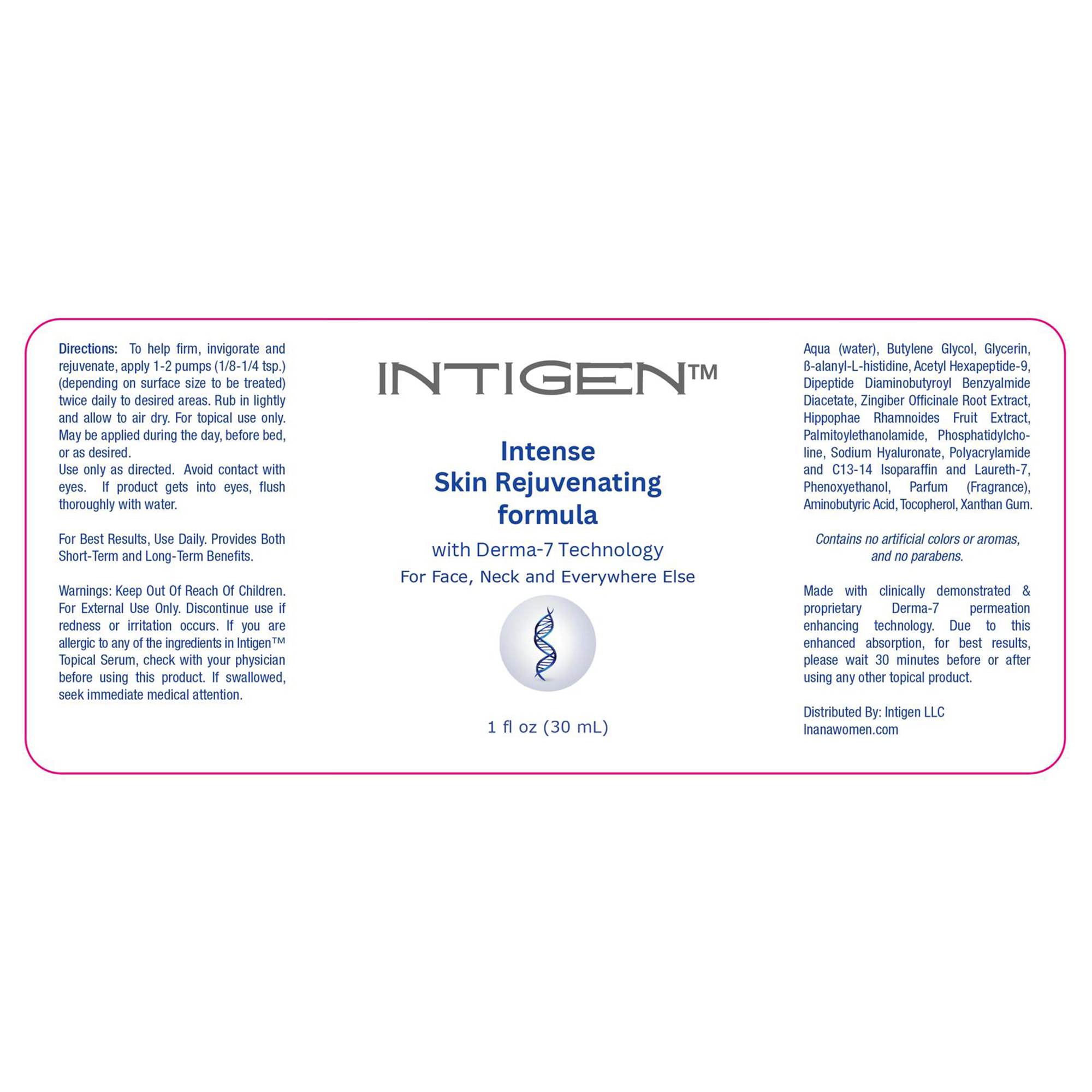 Intense Skin Rejuvenating formula with Derma-7 Technology